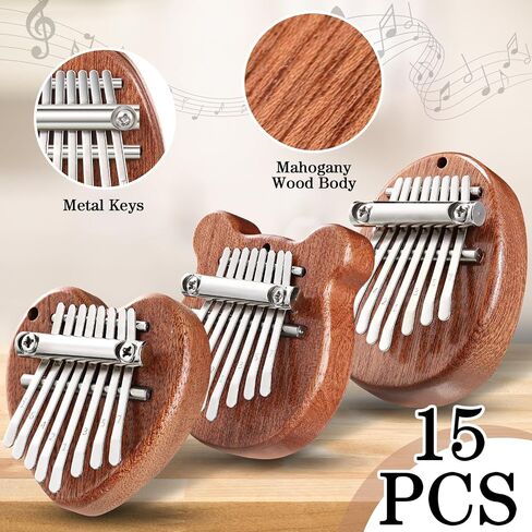 Kathfly 15 حزمة بيانو صغير بالإبهام مع 8 مفاتيح لطيف على شكل قلب بيضاوي الدب Kalimba Mini Hand Piano Finger Piano Pocket Kalimba للأطفال البالغين في عيد الحب والهدايا الموسيقية لعيد الميلاد in Saudi Arabia