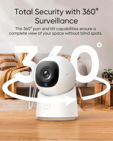 كاميرا eufy Security Indoor Cam C220، كاميرا أمان بدقة 2K مع PTZ بزاوية 360 درجة، كاميرا أمان داخلية مدمجة مع شبكة Wi-Fi 2.4G، الذكاء الاصطناعي البشري/الحركة، الرؤية الليلية، تتبع الذكاء الاصطناعي، متوافق مع HomeBase S380 in Kuwait