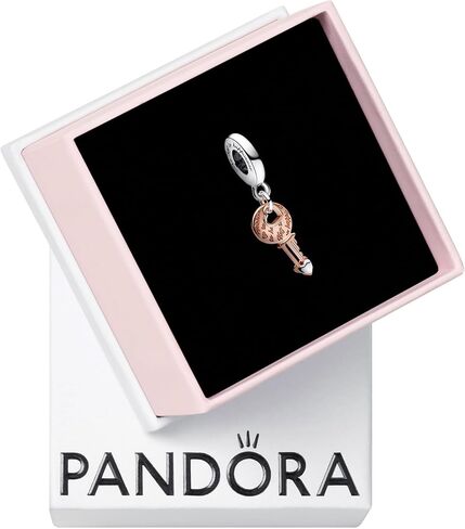 PANDORA Two-tone key & Sliding Heart Dangle Charm - Compatible with PANDORA Moments - Stunning Women's Jewelry - Mother's Day Gift - Made with PANDORA Rose & Sterling Silver - With Gift Box in Saudi Arabia