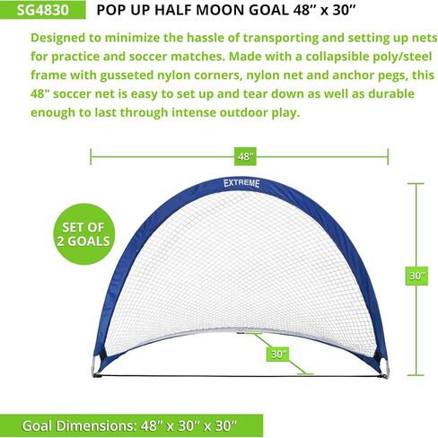 Champion Sports Extreme Pop-Up Portable Training Soccer Goal with Carrying Bag, 2 Goal Set – Multiple Styles in Saudi Arabia