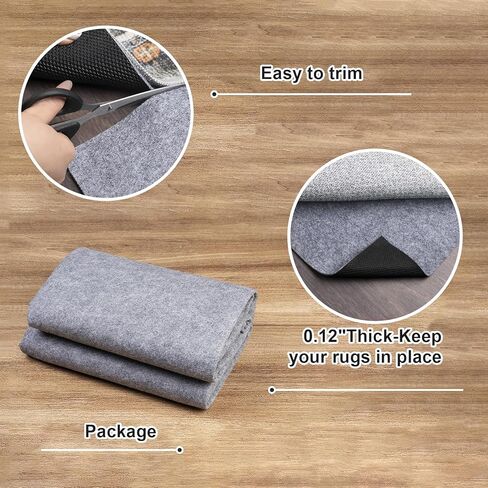 وسادة سجادة غير قابلة للانزلاق مقاس 5 × 7: مقبض سجادة للأرضيات الصلبة يضيف وسادة أسفل السجاد، حشوة سميكة مضادة للانزلاق، وسادات مقابض داعمة تحافظ على سجاد المنطقة آمنًا وفي مكانه، رمادي in Kuwait