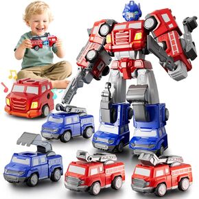 5 in 1 Magnetic Transform Cars Robot Toys Gift for Boy Ages 4-6, Easy DIY Assembly, STEM Magnetic Transform Engineering Trucks Toy, Birthday for Kids 3 4 5 6 7 Year Old(Yellow) in Saudi Arabia