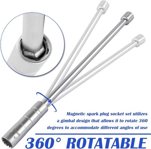 16mm & 14mm Spark Plug Socket Magnetic with 3/8" Drive,Extend Spark Plug Removal Tool with 12 Point Thin Wall,360° Rotatable Sparks Plugs Tool as Magnetic Sparks Plugs Socket in Kuwait