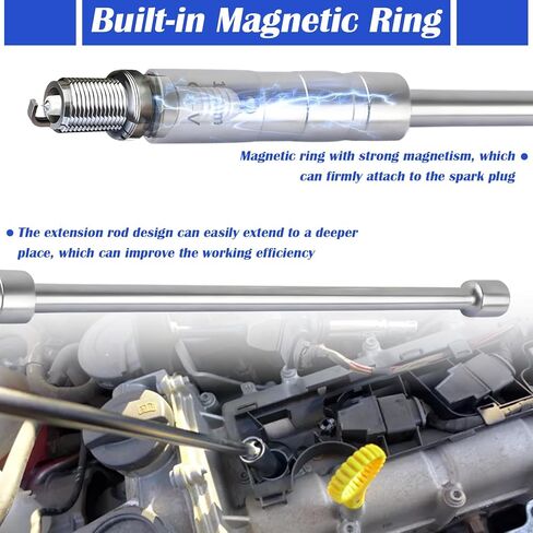 16mm & 14mm Spark Plug Socket Magnetic with 3/8" Drive,Extend Spark Plug Removal Tool with 12 Point Thin Wall,360° Rotatable Sparks Plugs Tool as Magnetic Sparks Plugs Socket in Kuwait