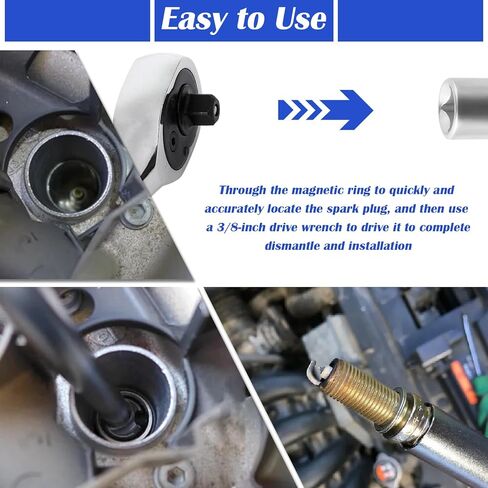 16mm & 14mm Spark Plug Socket Magnetic with 3/8" Drive,Extend Spark Plug Removal Tool with 12 Point Thin Wall,360° Rotatable Sparks Plugs Tool as Magnetic Sparks Plugs Socket in Kuwait