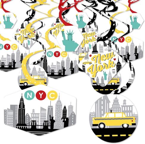 Big Dot of Happiness NYC Cityscape - New York City Party Hanging Decor - Party Decoration Swirls - Set of 40 in Saudi Arabia