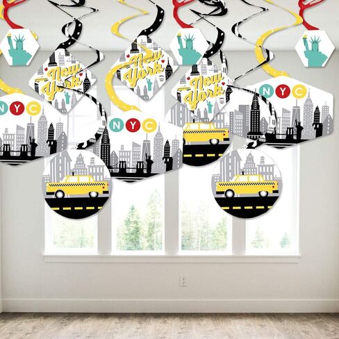 Big Dot of Happiness NYC Cityscape - New York City Party Hanging Decor - Party Decoration Swirls - Set of 40 in Saudi Arabia