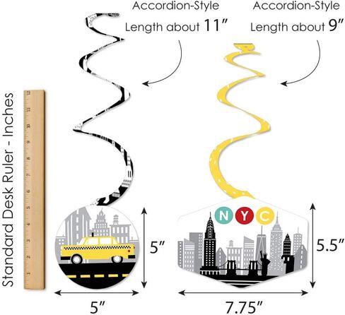 Big Dot of Happiness NYC Cityscape - New York City Party Hanging Decor - Party Decoration Swirls - Set of 40 in Saudi Arabia