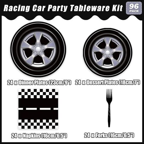 96 Pcs Race Car Party Plates and Napkins Sets, Racing Car Race Track Party Supplies Decorations Racing Sports Themed Dinnerware for Boys Birthday Baby Shower Home Decor, Serves 24 in Kuwait