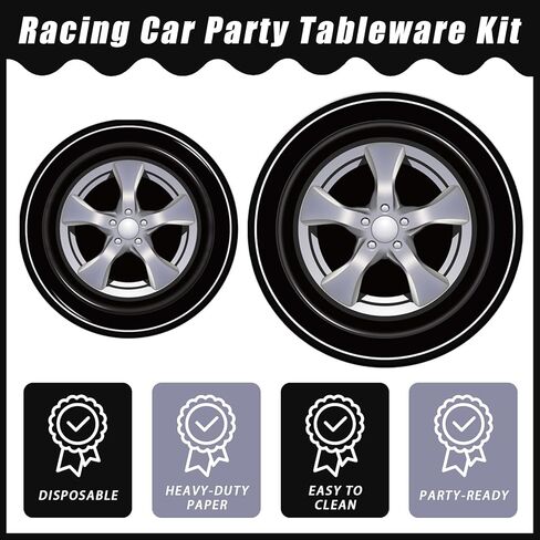 96 Pcs Race Car Party Plates and Napkins Sets, Racing Car Race Track Party Supplies Decorations Racing Sports Themed Dinnerware for Boys Birthday Baby Shower Home Decor, Serves 24 in Kuwait