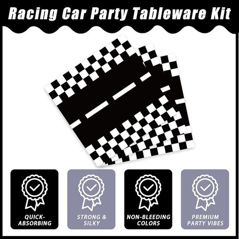 96 Pcs Race Car Party Plates and Napkins Sets, Racing Car Race Track Party Supplies Decorations Racing Sports Themed Dinnerware for Boys Birthday Baby Shower Home Decor, Serves 24 in Kuwait