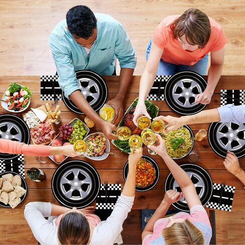 96 Pcs Race Car Party Plates and Napkins Sets, Racing Car Race Track Party Supplies Decorations Racing Sports Themed Dinnerware for Boys Birthday Baby Shower Home Decor, Serves 24 in Kuwait