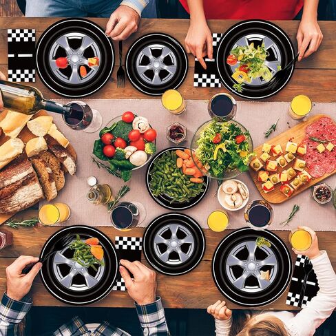 96 Pcs Race Car Party Plates and Napkins Sets, Racing Car Race Track Party Supplies Decorations Racing Sports Themed Dinnerware for Boys Birthday Baby Shower Home Decor, Serves 24 in Kuwait