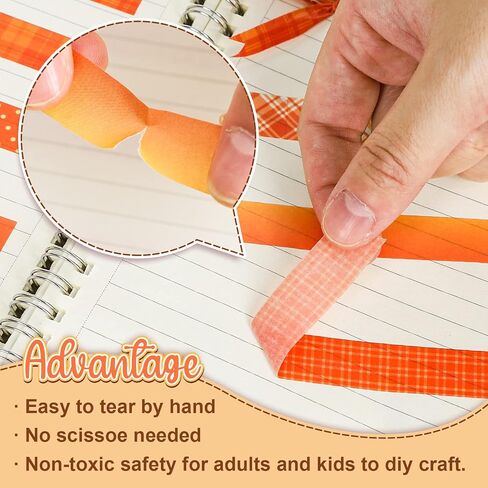 Whaline 12 Rolls Fall Watercolor Washi Tapes Colorful Autumn Pumpkin Maple Leaves Tree Mushroom Patterned Masking Tape Decorative Tape for Fall Scrapbook Journal DIY Craft Gift Wrapping, 0.6Inch in Saudi Arabia
