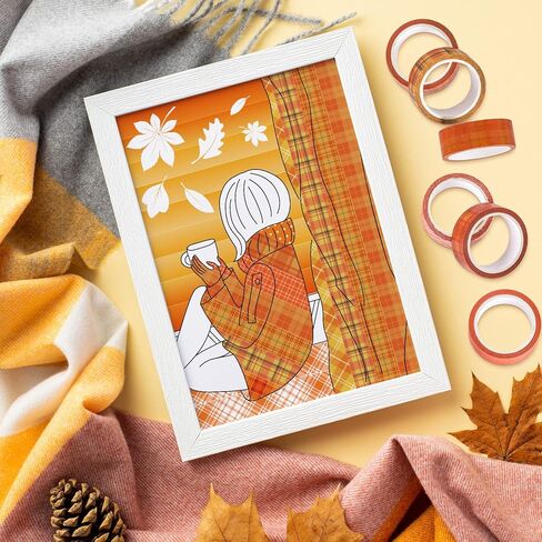 Whaline 12 Rolls Fall Watercolor Washi Tapes Colorful Autumn Pumpkin Maple Leaves Tree Mushroom Patterned Masking Tape Decorative Tape for Fall Scrapbook Journal DIY Craft Gift Wrapping, 0.6Inch in Saudi Arabia