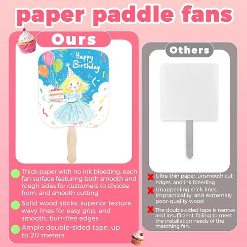 مجموعة محمولة من 154 قطعة من مراوح الكنيسة، 50 مروحة فارغة للتزيين، مراوح من الورق المقوى على عصا، مراوح مجداف ورقية، مجموعة مراوح لحفلات الزفاف والتخرج، مراوح ورقية مخصصة بعصي مموجة وشريط (6.5 × 7.25 بوصة) in Kuwait