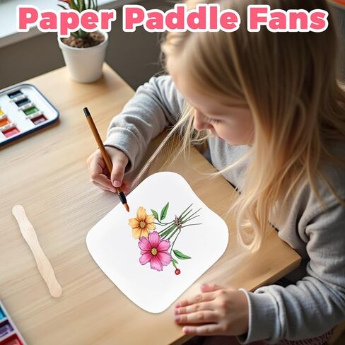 مجموعة محمولة من 154 قطعة من مراوح الكنيسة، 50 مروحة فارغة للتزيين، مراوح من الورق المقوى على عصا، مراوح مجداف ورقية، مجموعة مراوح لحفلات الزفاف والتخرج، مراوح ورقية مخصصة بعصي مموجة وشريط (6.5 × 7.25 بوصة) in Kuwait