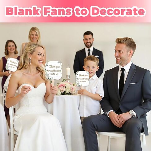 مجموعة محمولة من 154 قطعة من مراوح الكنيسة، 50 مروحة فارغة للتزيين، مراوح من الورق المقوى على عصا، مراوح مجداف ورقية، مجموعة مراوح لحفلات الزفاف والتخرج، مراوح ورقية مخصصة بعصي مموجة وشريط (6.5 × 7.25 بوصة) in Kuwait