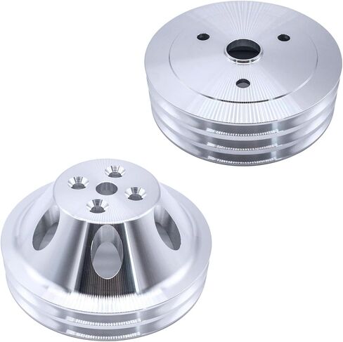 BestParts Chrome Polished Aluminum 2 Groove Short Water Pump and 3 Groove Crank Pulley Kit Compatible with SBC Chevy SBC 265 283 305 327 350 383 400 with Short Water Pump SWP in Saudi Arabia