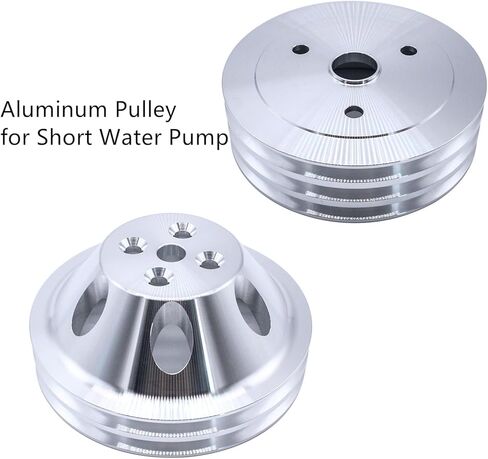 BestParts Chrome Polished Aluminum 2 Groove Short Water Pump and 3 Groove Crank Pulley Kit Compatible with SBC Chevy SBC 265 283 305 327 350 383 400 with Short Water Pump SWP in Saudi Arabia