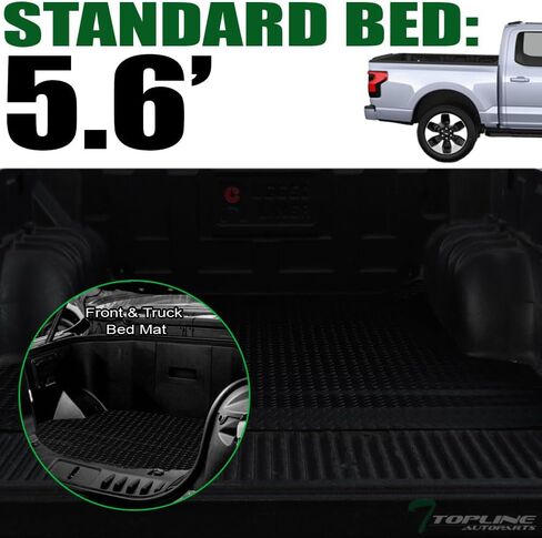 7422440825846 متوافق مع 2022-2024 Ford F150 Lightning 5.6 قدم (67.1 بوصة) سرير أسود من المطاط الماسي لشاحنة سرير in Kuwait