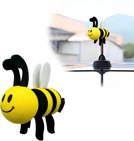 Bee Car Antenna Toppers, Happy Bee EVA Foam Automotive Antenna Ball, Easy to Find Car in The Parking Lot Cute Exterior Decoration for Vehicle Truck SUV, Car Accessories (White+Big Eyes) in Saudi Arabia