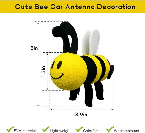 Bee Car Antenna Toppers, Happy Bee EVA Foam Automotive Antenna Ball, Easy to Find Car in The Parking Lot Cute Exterior Decoration for Vehicle Truck SUV, Car Accessories (White+Big Eyes) in Saudi Arabia