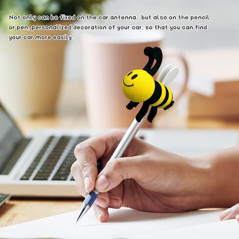 Bee Car Antenna Toppers, Happy Bee EVA Foam Automotive Antenna Ball, Easy to Find Car in The Parking Lot Cute Exterior Decoration for Vehicle Truck SUV, Car Accessories (White+Big Eyes) in Saudi Arabia