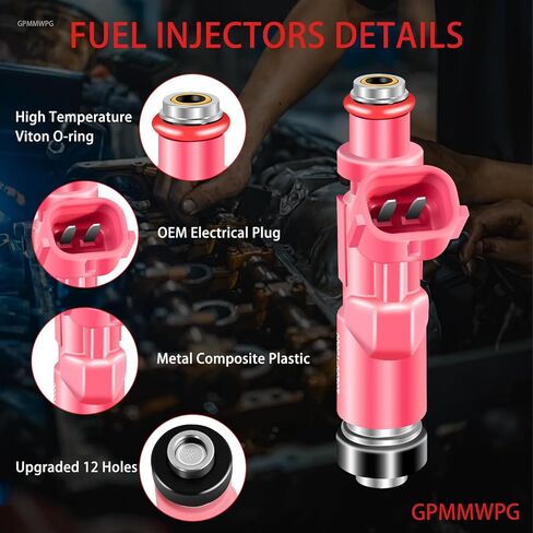 4 قطعة حاقن الوقود 23250-75080 FJ793 حاقن متوافق مع تويوتا تاكوما 2.4L 2.7L L4 2000 2001 2002 2003 2004 لـ 4Runner 2.7L 2000 يستبدل السيارات 23209-79135 مجموعة من 4 in Saudi Arabia