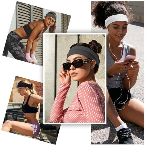 Headbands for Women Non Slip - 7PCS Fashion Sports Hair Bands for Women's Hair, Soft Cotton Cloth Stretchy Headbands for Women for Workout Yoga Running in Kuwait