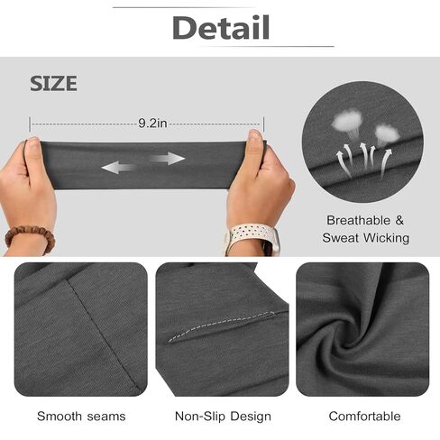 Headbands for Women Non Slip - 7PCS Fashion Sports Hair Bands for Women's Hair, Soft Cotton Cloth Stretchy Headbands for Women for Workout Yoga Running in Kuwait