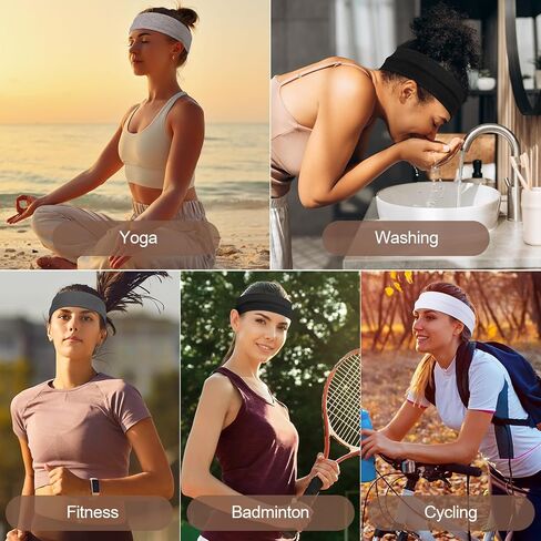 Headbands for Women Non Slip - 7PCS Fashion Sports Hair Bands for Women's Hair, Soft Cotton Cloth Stretchy Headbands for Women for Workout Yoga Running in Kuwait