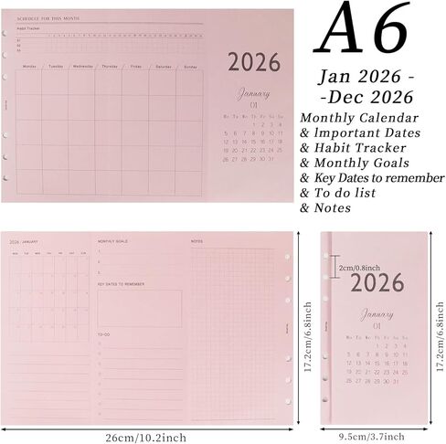 مجموعة عبوات مخطط شهرية ثلاثية الطي من Koqye 2026 A7، قابلة للطي 5x3.1 بوصة، عبوات شهرية ملونة من يناير إلى ديسمبر 2026 مع الأهداف وقوائم المهام والملاحظات لتنظيم التخطيط (ملون، A7) in Kuwait