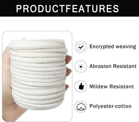 Macrame Cord 20 Yards, 6mm Natural Soft Polyester Cotton Rope for Sweatpants Bags, Sewing, Wall Hanging, DIY Crafts (Polyester, 6mm) in Saudi Arabia