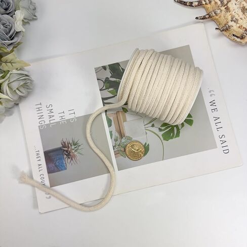 Macrame Cord 20 Yards, 6mm Natural Soft Polyester Cotton Rope for Sweatpants Bags, Sewing, Wall Hanging, DIY Crafts (Polyester, 6mm) in Saudi Arabia