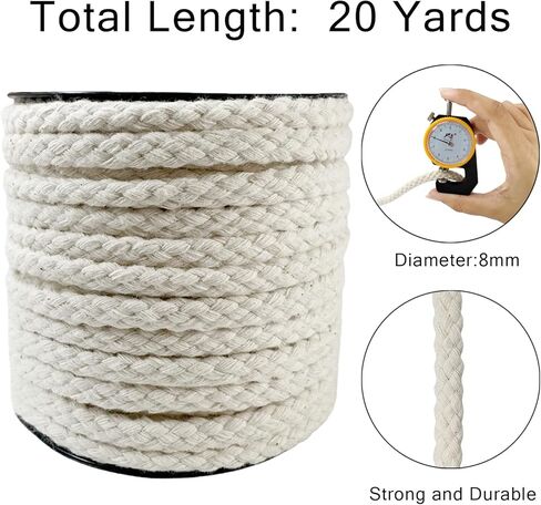 Macrame Cord 20 Yards, 6mm Natural Soft Polyester Cotton Rope for Sweatpants Bags, Sewing, Wall Hanging, DIY Crafts (Polyester, 6mm) in Saudi Arabia