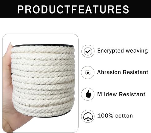 Macrame Cord 20 Yards, 6mm Natural Soft Polyester Cotton Rope for Sweatpants Bags, Sewing, Wall Hanging, DIY Crafts (Polyester, 6mm) in Saudi Arabia