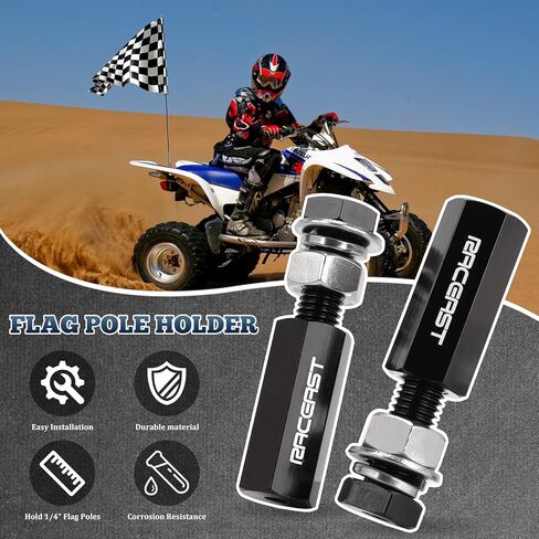 2PCS 1/4" Quick Release Flag Pole Holder 1/4 Inch Pole Flag Aluminum Mount For ATV UTV Motorcycle Dirt Bike Parts Flag pole Mounts Accessories (Black) in Kuwait