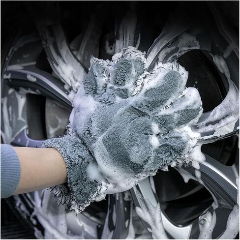 Car Cleaning Gloves - 5 Fingers Mitts for Body Dirt and Removal, Wet and Dry Tyre Wash, for Car Detailing(Blue 1pc) in Saudi Arabia