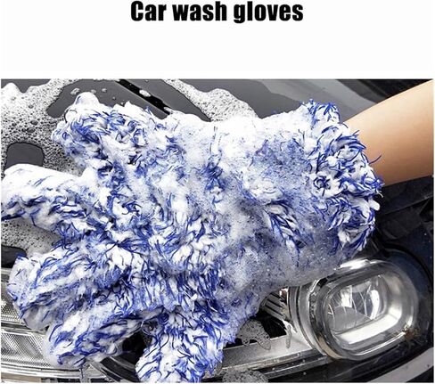 Car Cleaning Gloves - 5 Fingers Mitts for Body Dirt and Removal, Wet and Dry Tyre Wash, for Car Detailing(Blue 1pc) in Saudi Arabia