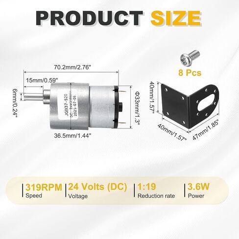 MECCANIXITY 6V 319RPM High Torque DC Gear Brushless Motor Micro Speed Reducing for Electronic Engine Fan Gearbox, JGB37-520 in Saudi Arabia