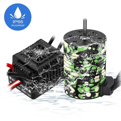 مراوح هواية مقاومة للماء GR3650 3900KV محرك بدون فرشاة 3.175 مم عمود مع 60 أمبير بدون مستشعر ESC مجموعة وحدة تحكم السرعة الكهربائية ومبدد حراري وبطاقة برمجة لشاحنة سيارة RC 1/10 in Kuwait