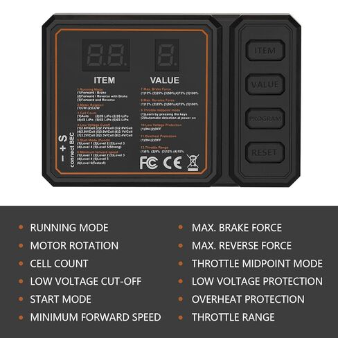 مراوح هواية مقاومة للماء GR3650 3900KV محرك بدون فرشاة 3.175 مم عمود مع 60 أمبير بدون مستشعر ESC مجموعة وحدة تحكم السرعة الكهربائية ومبدد حراري وبطاقة برمجة لشاحنة سيارة RC 1/10 in Kuwait