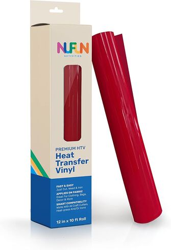 NuFun Activities Premium HTV Direct Heat Transfer Vinyl Rolls - 1 Roll - 12 inches x 10 feet, White, Iron On Vinyl for All Cutter Machines - Easy to Cut & Weed for Heat Vinyl Design (White) in Kuwait