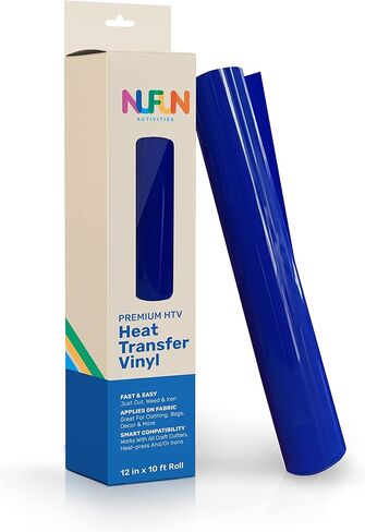 NuFun Activities Premium HTV Direct Heat Transfer Vinyl Rolls - 1 Roll - 12 inches x 10 feet, White, Iron On Vinyl for All Cutter Machines - Easy to Cut & Weed for Heat Vinyl Design (White) in Kuwait