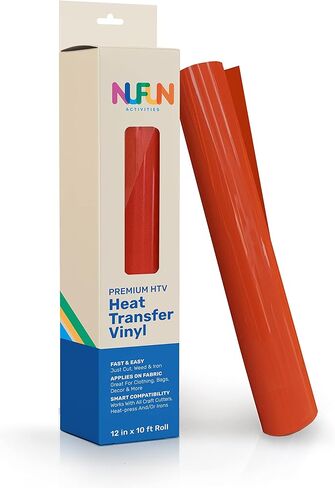 NuFun Activities Premium HTV Direct Heat Transfer Vinyl Rolls - 1 Roll - 12 inches x 10 feet, White, Iron On Vinyl for All Cutter Machines - Easy to Cut & Weed for Heat Vinyl Design (White) in Kuwait