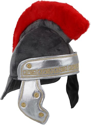June Garden Kids Roman Centurion Helmet – Soft Plush Pretend Play Armor with Red Crest – Historical Dress-Up Costume Accessory for Boys & Girls Ages 3+ in Kuwait