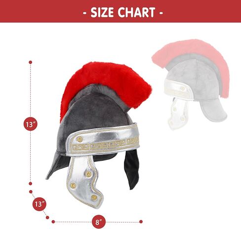 June Garden Kids Roman Centurion Helmet – Soft Plush Pretend Play Armor with Red Crest – Historical Dress-Up Costume Accessory for Boys & Girls Ages 3+ in Kuwait