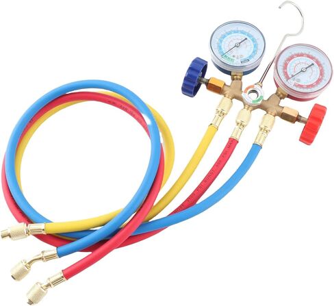 Refrigerant Air Conditioning Tools, AC Diagnostic Manifold Set with Hose and Hook Kit, HVAC Manifold for Car AC and Home Refrigeration, Brass in Saudi Arabia