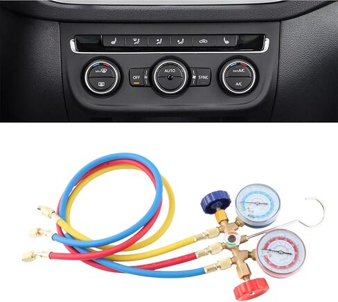 Refrigerant Air Conditioning Tools, AC Diagnostic Manifold Set with Hose and Hook Kit, HVAC Manifold for Car AC and Home Refrigeration, Brass in Saudi Arabia